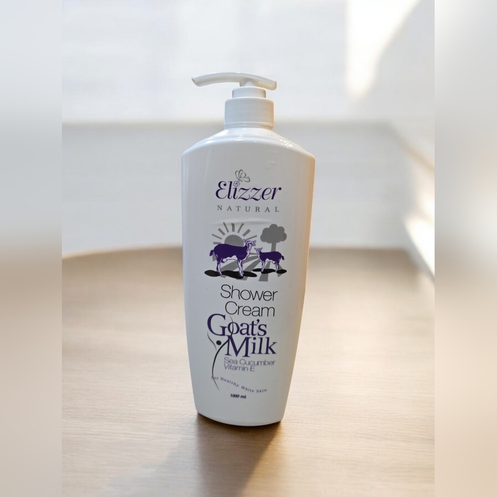 Elizzer Natural Shower Cream Goat's Milk Sea Cucumber Vitamin E 1000ml